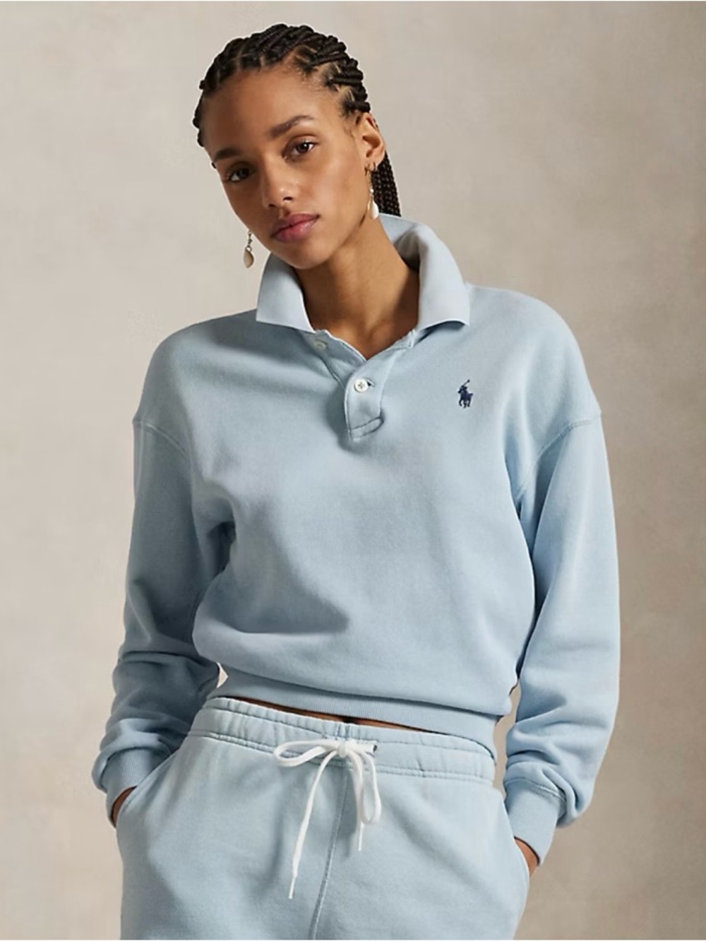 Polo Ralph Lauren Lightweight Fleece Sweatshirt Women Small Blue Long Sleeve